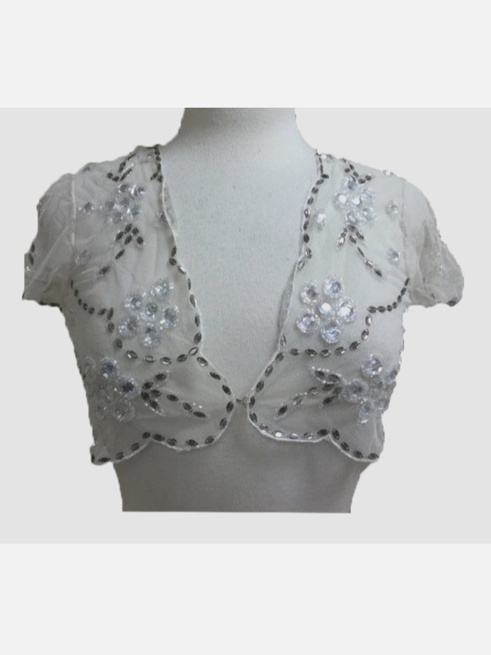 Beaded Ivory Sheer Bolero Shrug